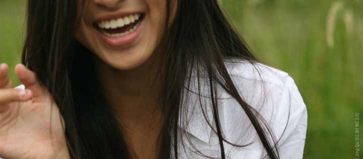 image of a woman laughing