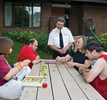 image of people at a picnic table