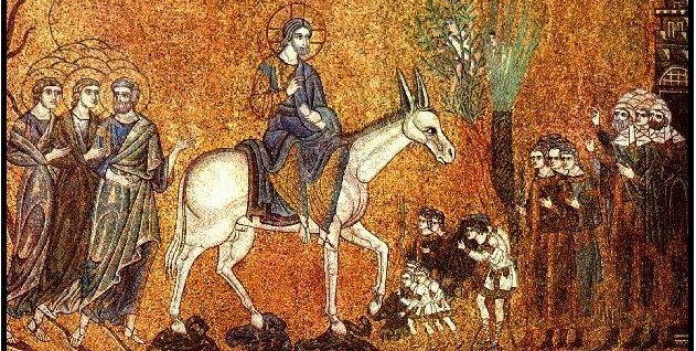 painting of Jesus on a donkey