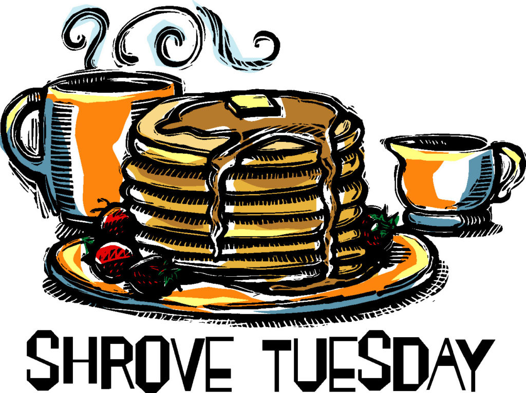 image of pancakes and the words shrove Tuesday