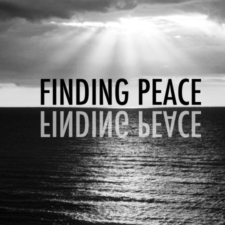 image of clouds over water with the words 'finding peace'